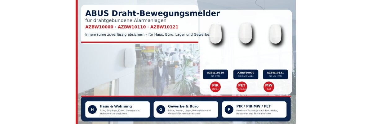 ABUS Draht-Bewegungsmelder im Vergleich: AZBW10000, AZBW10110 und AZBW10121 - ABUS Draht-Bewegungsmelder im Vergleich | FirstMall