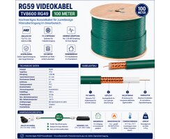 ABUS RG59 Video Kabel 100 m Koaxialkabel 75 Ohm CCTV Überwachungskamera Videokabel TV8601