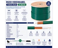 ABUS RG59 Video Kabel 50 m Koaxialkabel 75 Ohm für CCTV Überwachungskameras und Videorekorder TV8602