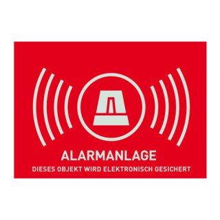ABUS AU1323 Warn-Aufkleber Alarm ohne ABUS Logo 74 x 52,5 mm T&uuml;r Fenster