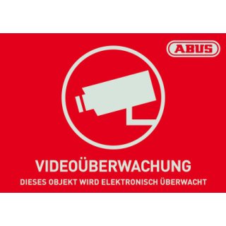 ABUS AU1420 Warn Aufkleber Video 148x105 mm T&uuml;r Fenster Video&uuml;berwachung