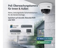 ABUS 8MPx 4K IP PoE Mini Dome Überwachungskamera TVIP48511 KI-Erkennung
