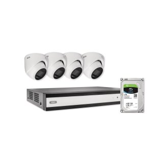 ABUS TVVR33843D Komplett-Set 4 Mini Dome Kameras Hybrid Rekorder 1TB 5MP