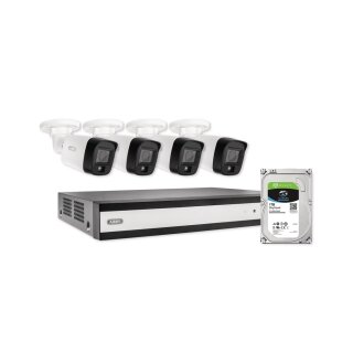ABUS TVVR33843T Komplett-Set 4 Mini Tube Kameras Hybrid Rekorder 1TB 5MP Alarm