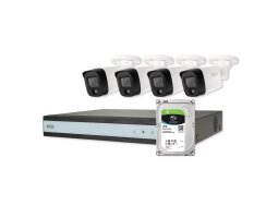 ABUS TVVR33843T Komplett-Set 4 Mini Tube Kameras Hybrid Rekorder 1TB 5MP Alarm