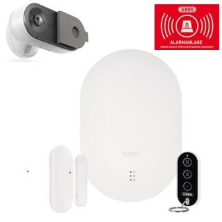 ABUS Smartvest Pro Starter-Set 3 Alarmanlage & WLAN Innenkamera & Warnaufkleber