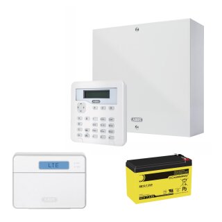 ABUS Terxon SX Alarmset – drahtgebundene, autarke Zentrale (AZAA10000) mit GSM/UMTS/LTE-Sprachwählgerät & VdS-Akku 12 V / 7,2 Ah