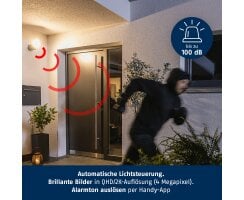 ABUSWLAN Licht Außenkamera 2K Überwachungskamera LED Sirene App Gegensprechanlage PPIC46520W