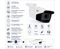 ABUS Analog HD Tube Kamera 5 MPx Motorzoom 2,7–13,5 mm True WDR IP67 HDCC65550 B-Ware