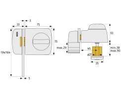 ABUS 7510 S silbern T&uuml;r-Zusatzschloss f&uuml;r Eingangst&uuml;ren mit schmalen Rahmenprofilen Dornma&szlig; 45 mm