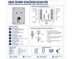 ABUS SE1010 Schlüsselschalter inkl. ABUS Qualitätszylinder – IP55, Kernziehschutz, 2 Kontakte (Dauer/Impuls), Status-LEDs, Deckel- & Wandsabotage