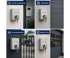 ABUS SE1010 Schlüsselschalter inkl. ABUS Qualitätszylinder – IP55, Kernziehschutz, 2 Kontakte (Dauer/Impuls), Status-LEDs, Deckel- & Wandsabotage