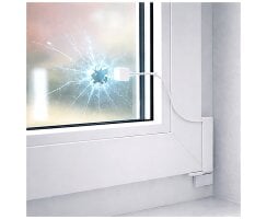 ABUS Glasbruchmelder FU7301B – Draht, potentialfrei, Fenster Sensor, 2 m Radius, braun