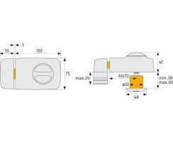 ABUS 7010 W EK Tür Zusatzschloss weiss Gleichschließend Außenzylinder XP20S
