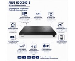 ABUS 8 Kanal Analog HD Videorekorder 8 MPx 4K H.265 24TB HDCC90013